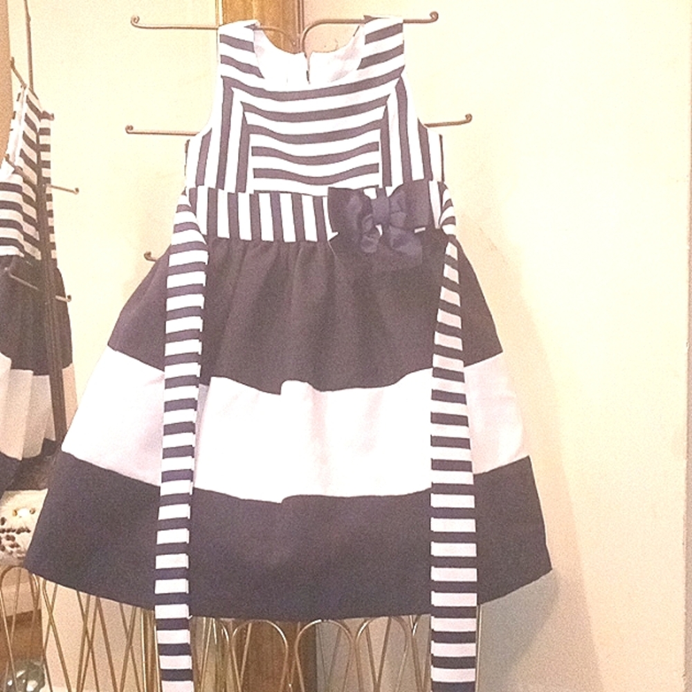 Bonnie Jean Formal Blue White Stripped Dress Children Size 5T
